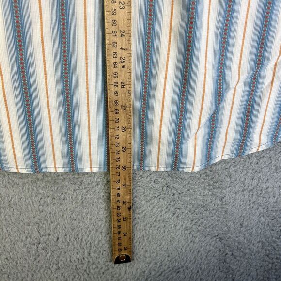 Kuhl Shirt Mens XXL Blue Red White Striped Aztec Button Up Short Sleeve Eluxur - Picture 7 of 8